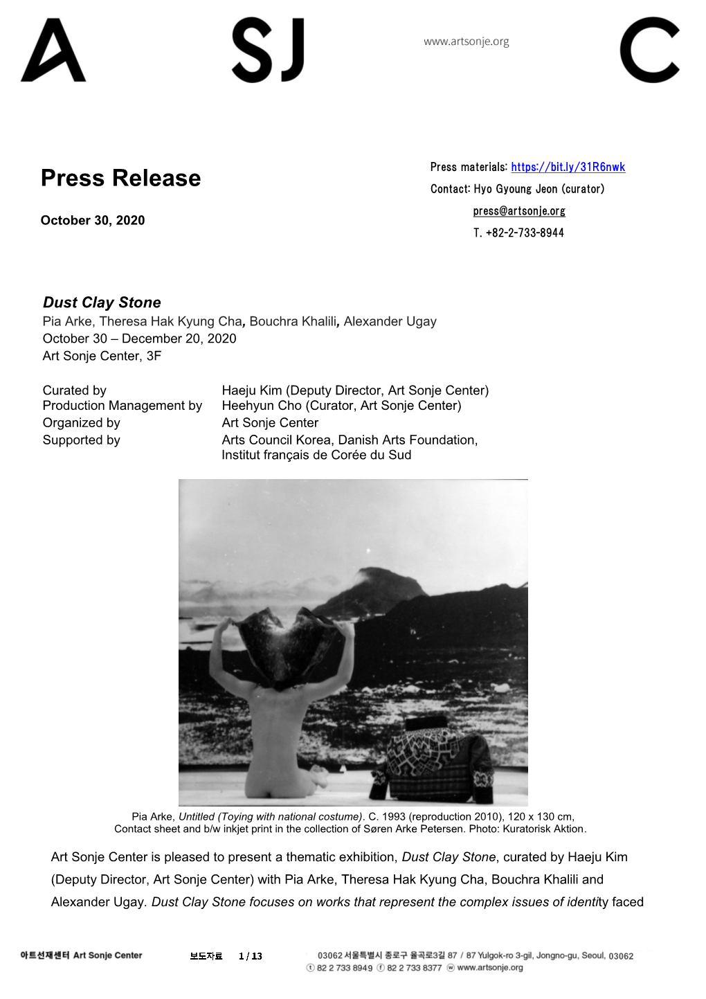 Press Release Contact: Hyo Gyoung Jeon (Curator)