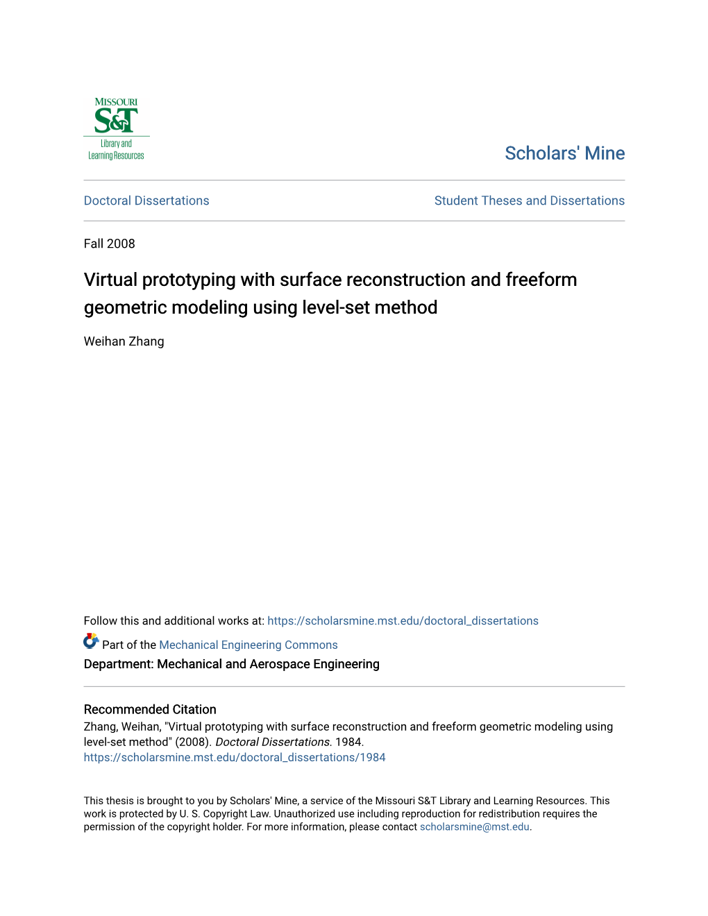 Virtual Prototyping with Surface Reconstruction and Freeform Geometric Modeling Using Level-Set Method