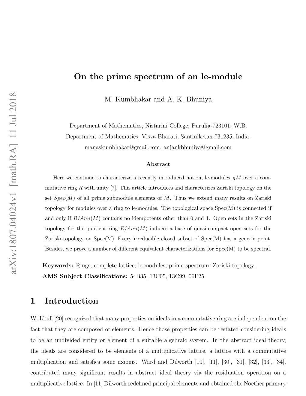 On the Prime Spectrum of an Le-Module