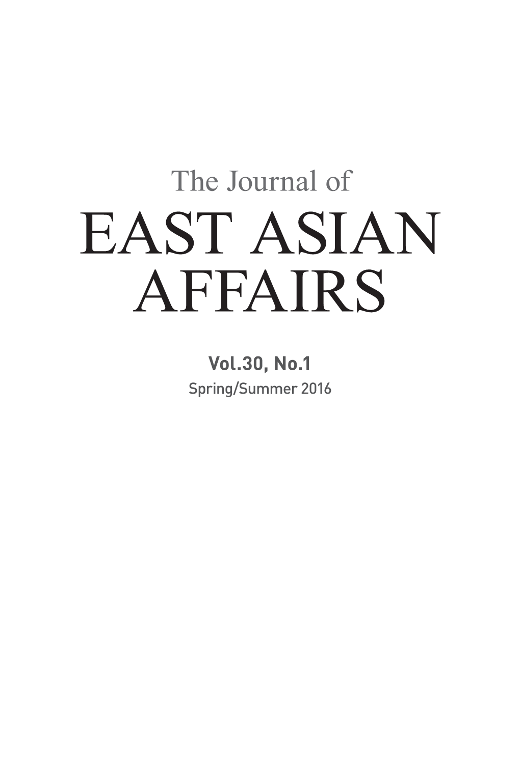 East Asian Affairs