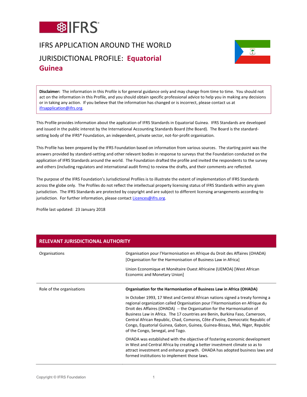 Equatorial Guinea IFRS Profile