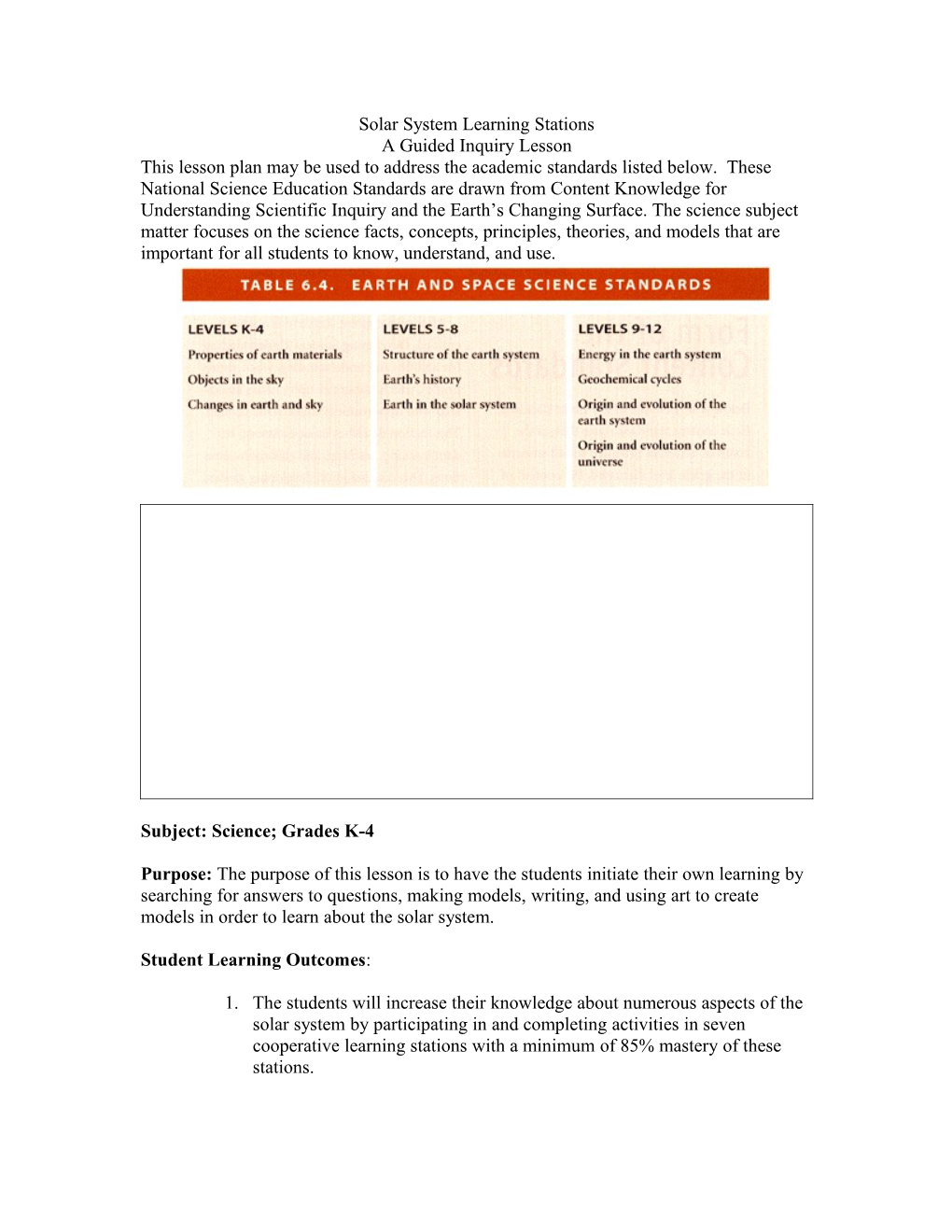 Solar System Learning Stations