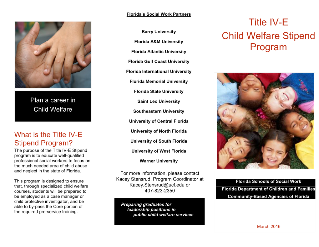 Title IV-E Child Welfare Stipend Program