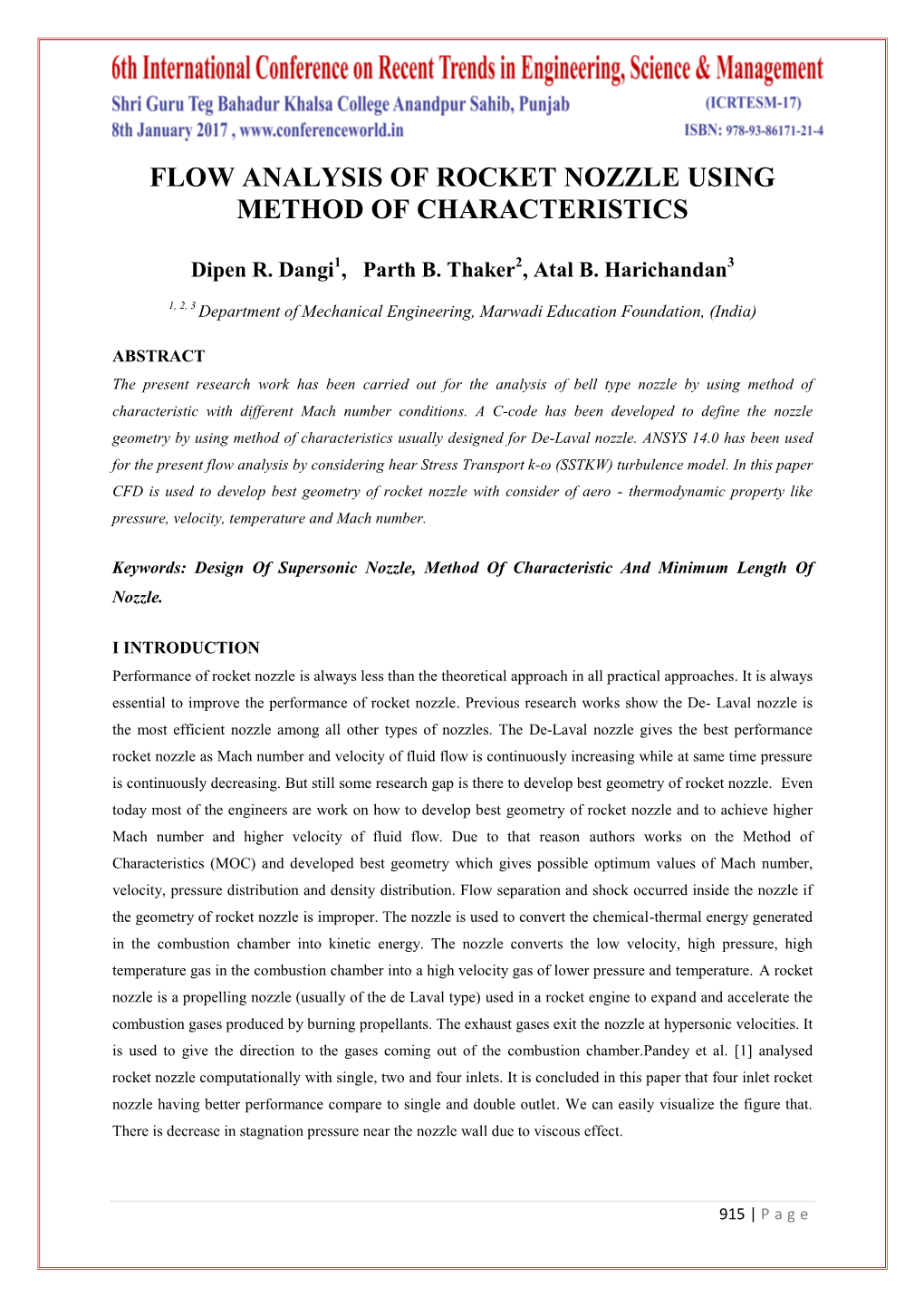 Flow Analysis of Rocket Nozzle Using Method of Characteristics