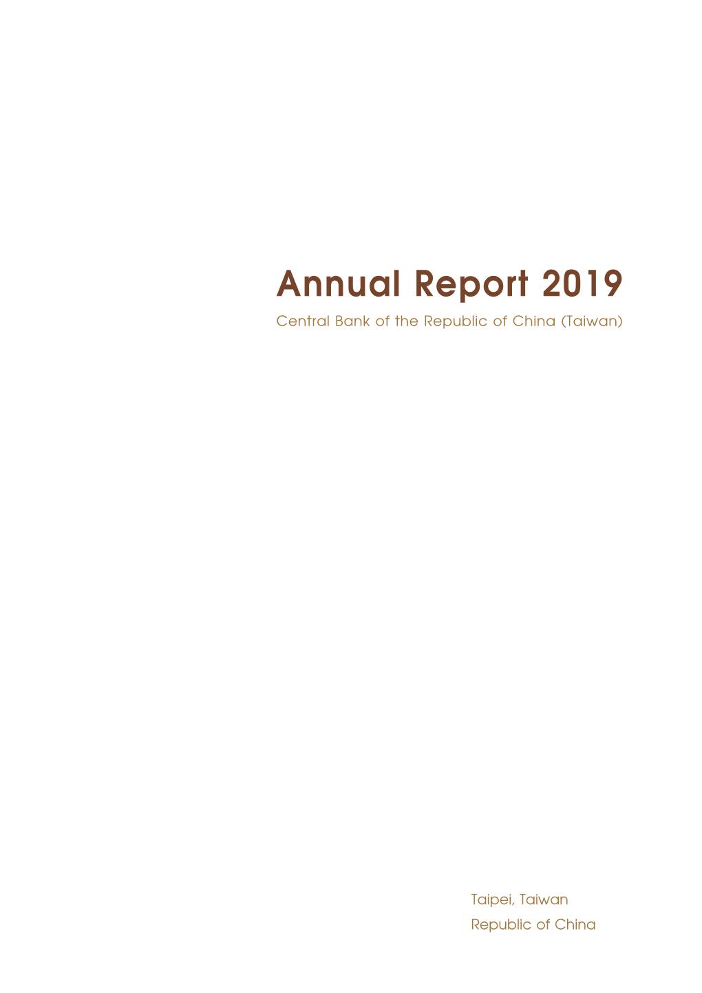 Annual Report 2019 Central Bank of the Republic of China (Taiwan)