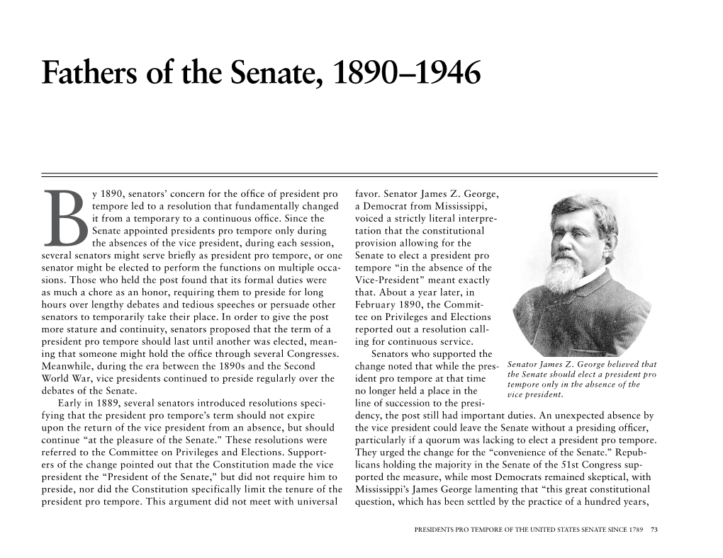 Fathers of the Senate, 1890–1946