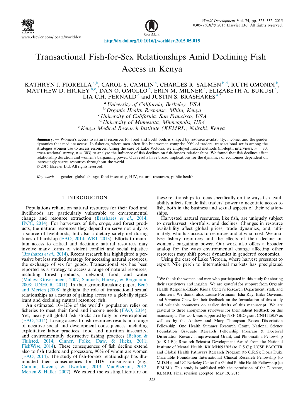 Transactional Fish-For-Sex Relationships Amid Declining Fish Access in Kenya