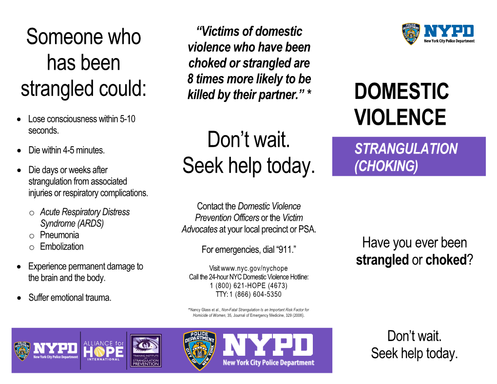 Don't Wait. Seek Help Today. DOMESTIC VIOLENCE