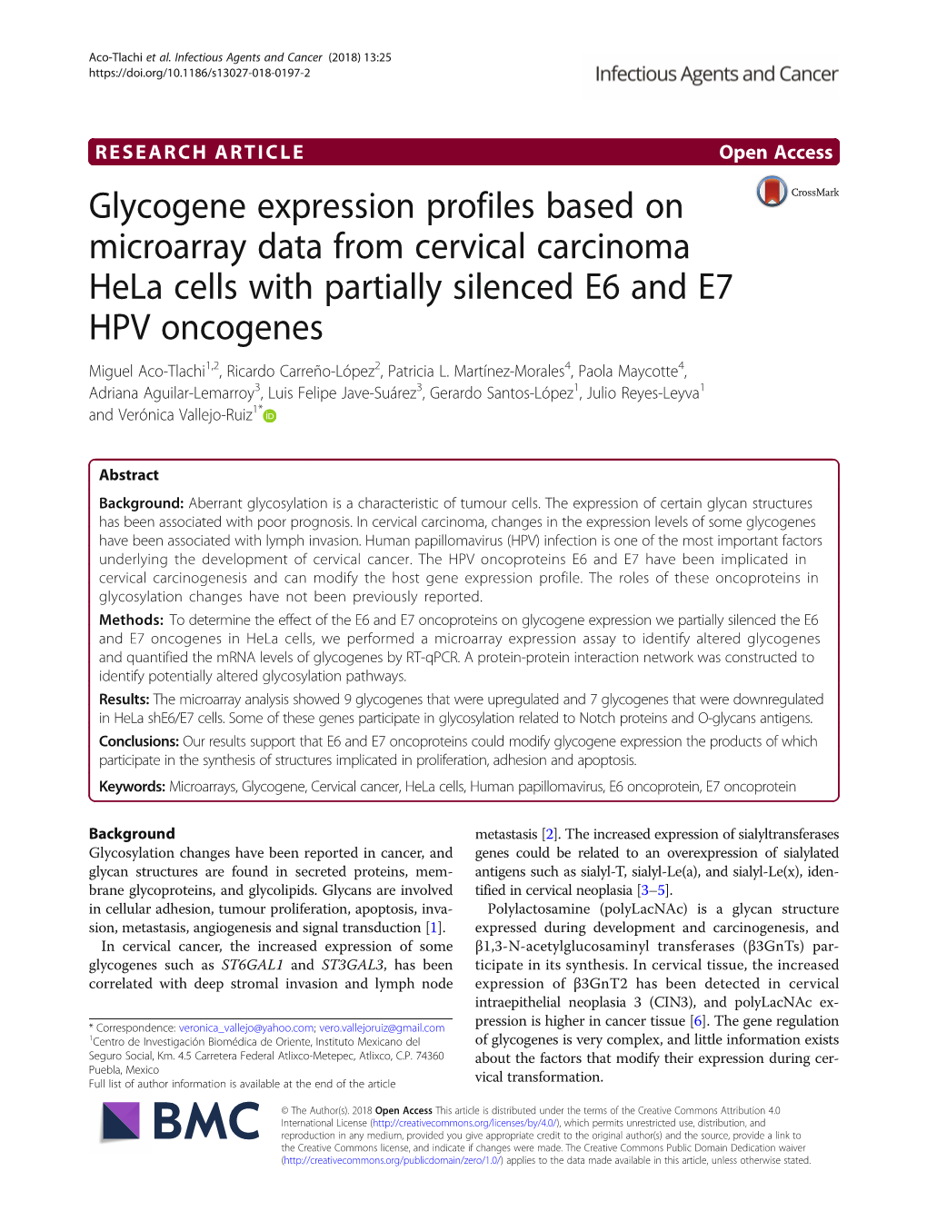Glycogene Expression Profiles Based on Microarray Data from Cervical