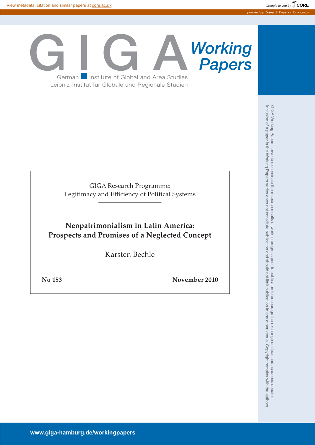 Neopatrimonialism in Latin America: Prospects and Promises of a Neglected Concept