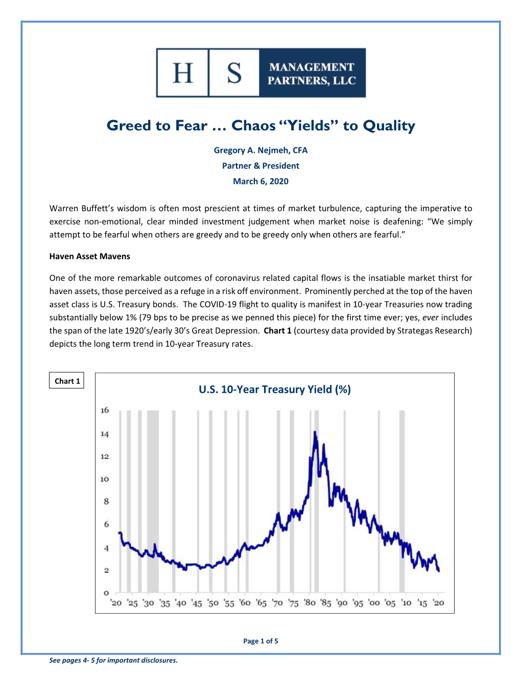 Greed to Fear … Chaos “Yields” to Quality
