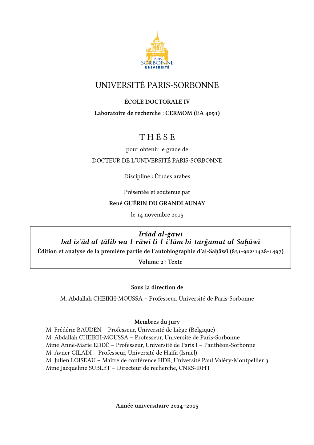 Université Paris-Sorbonne T H È