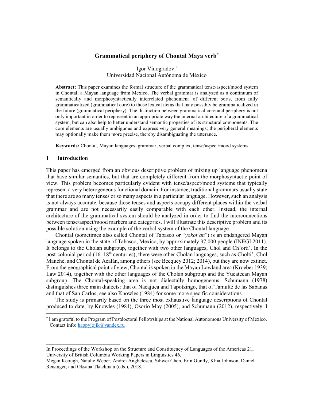 Grammatical Periphery of Chontal Maya Verb*