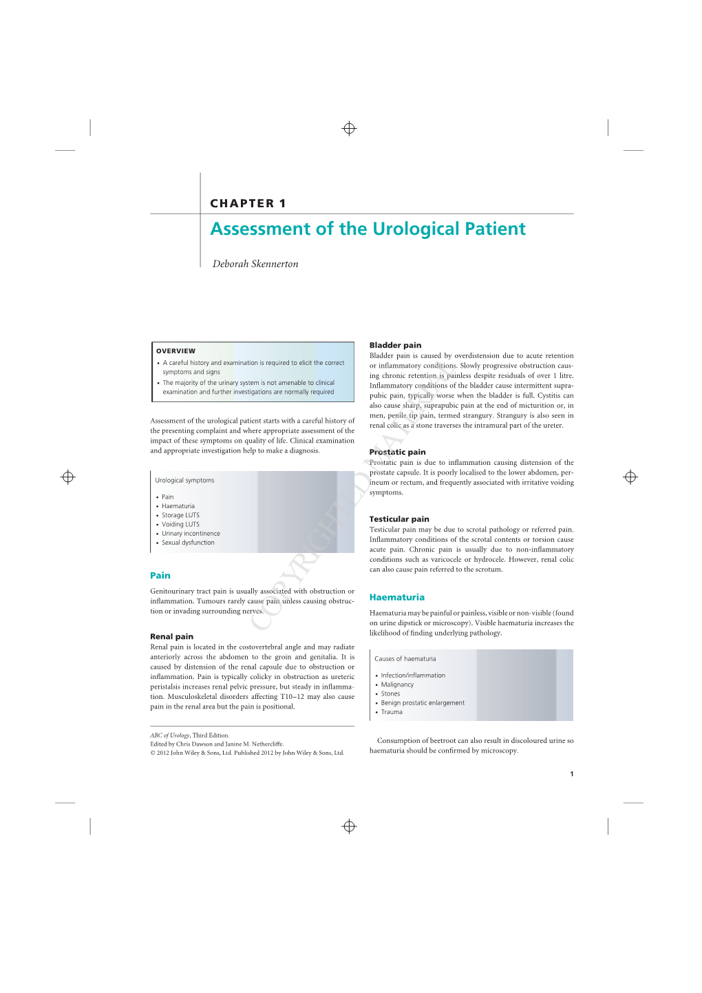 Assessment of the Urological Patient