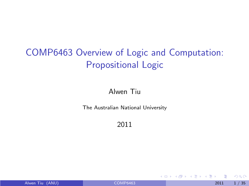 COMP6463 Overview of Logic and Computation: Propositional Logic