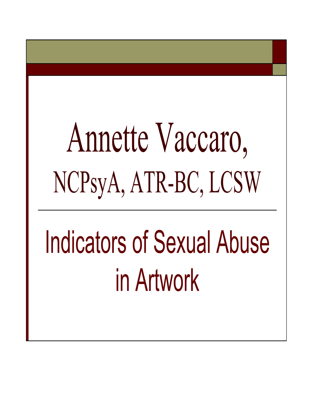 Indicators of Sexual Abuse in Artwork Summary