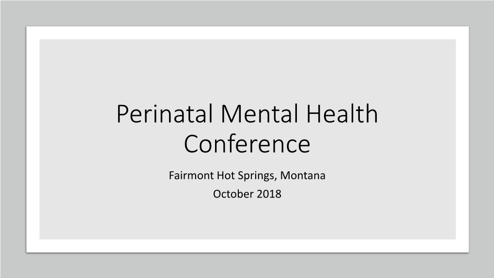 Perinatal Mental Health Conference