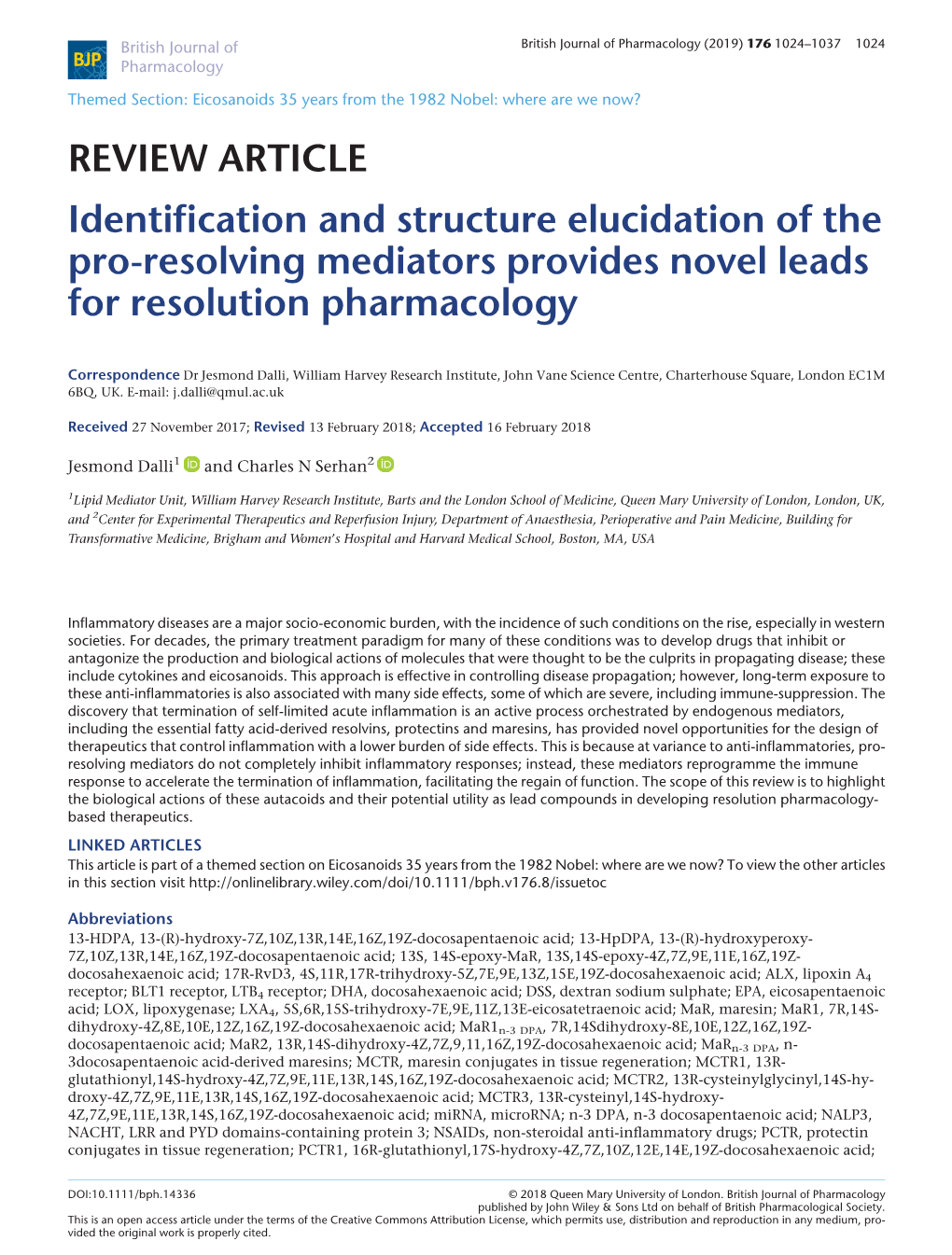 Identification and Structure Elucidation of the Pro-Resolving Mediators