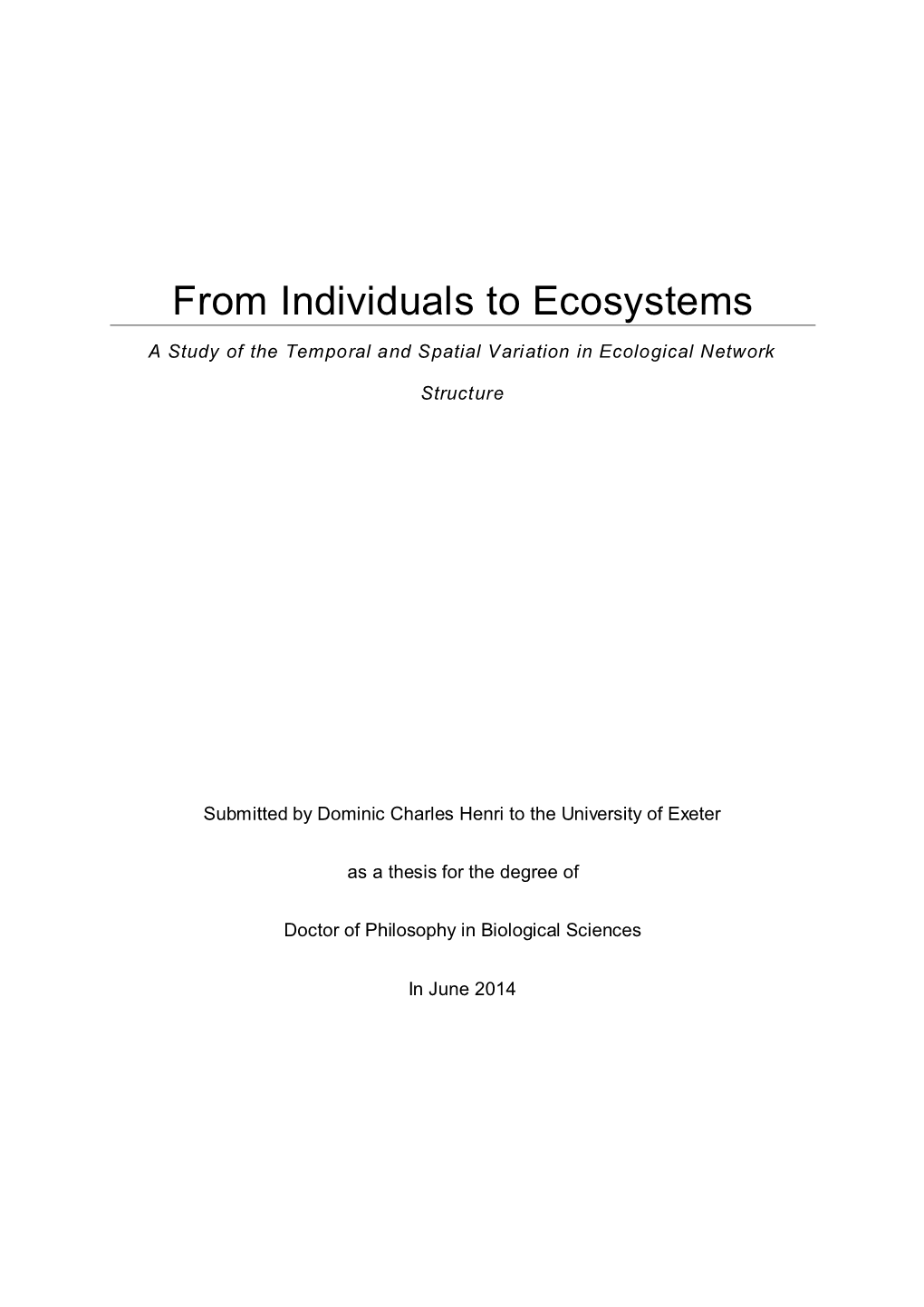 From Individuals to Ecosystems