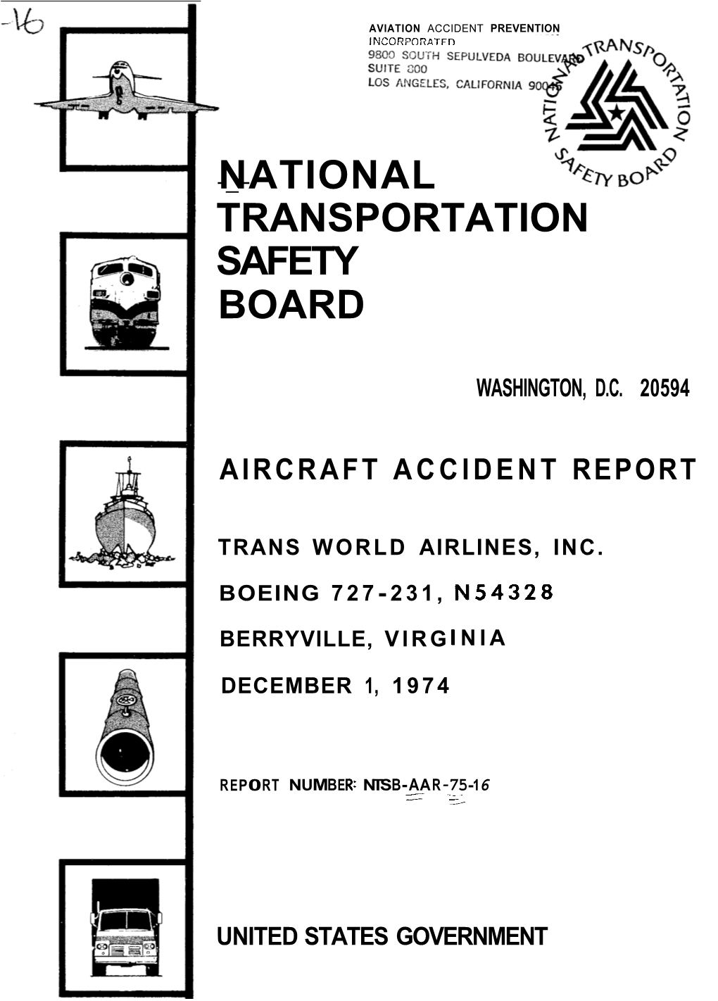 National Transportation Safety Board 11.Contract Or Grant No