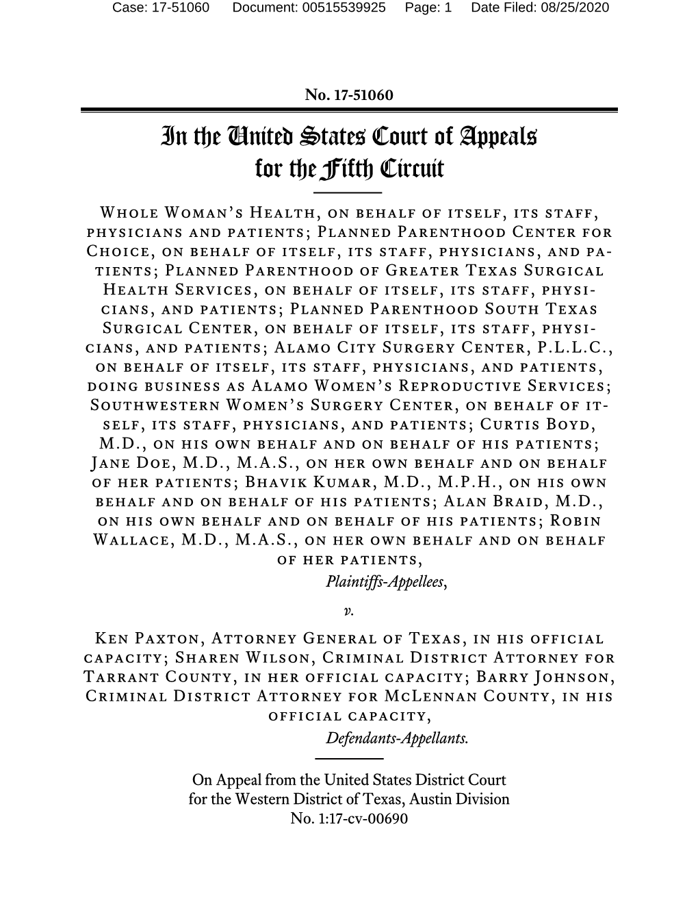 In the United States Court of Appeals for the Fifth Circuit