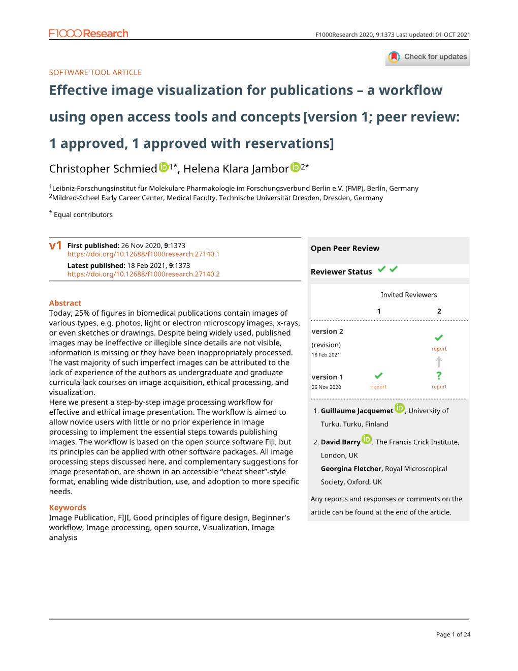 A Workflow Using Open Access Tools and Concepts [Version 1; Peer Review: 1 Approved, 1 Approved with Reservations]