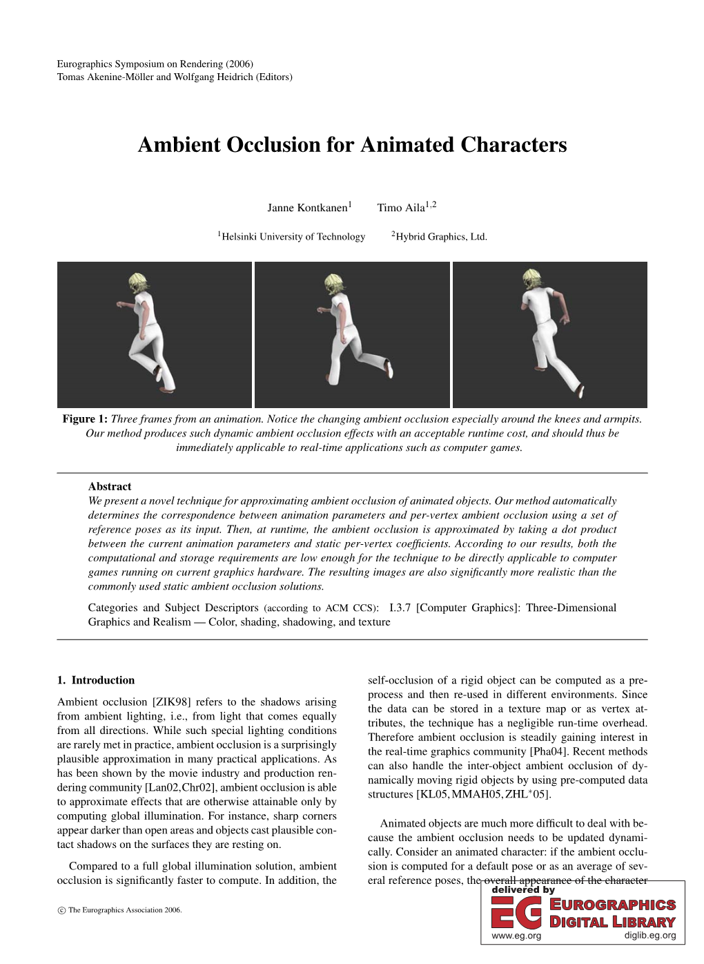 Ambient Occlusion for Animated Characters