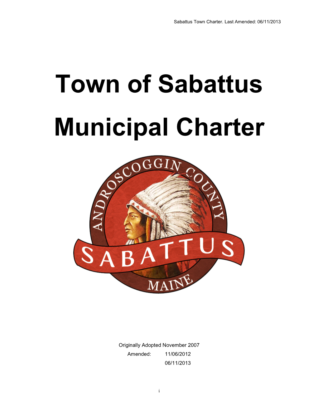 Town of Sabattus Municipal Charter