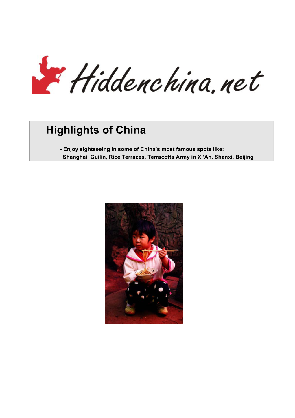 Highlights of China