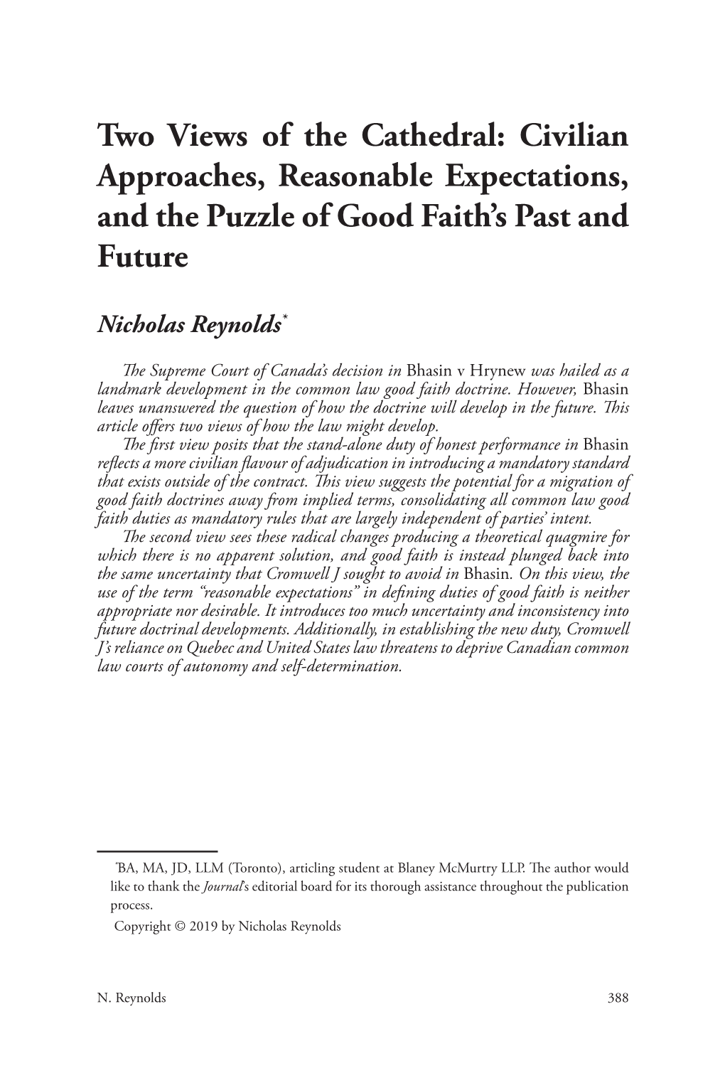 Civilian Approaches, Reasonable Expectations, and the Puzzle of Good Faith's Past and Future