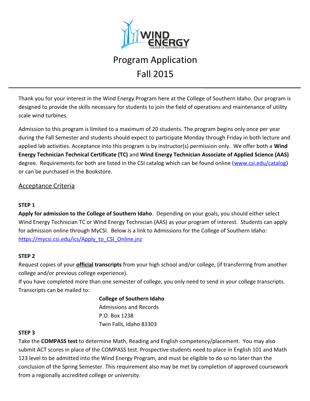 Program Application