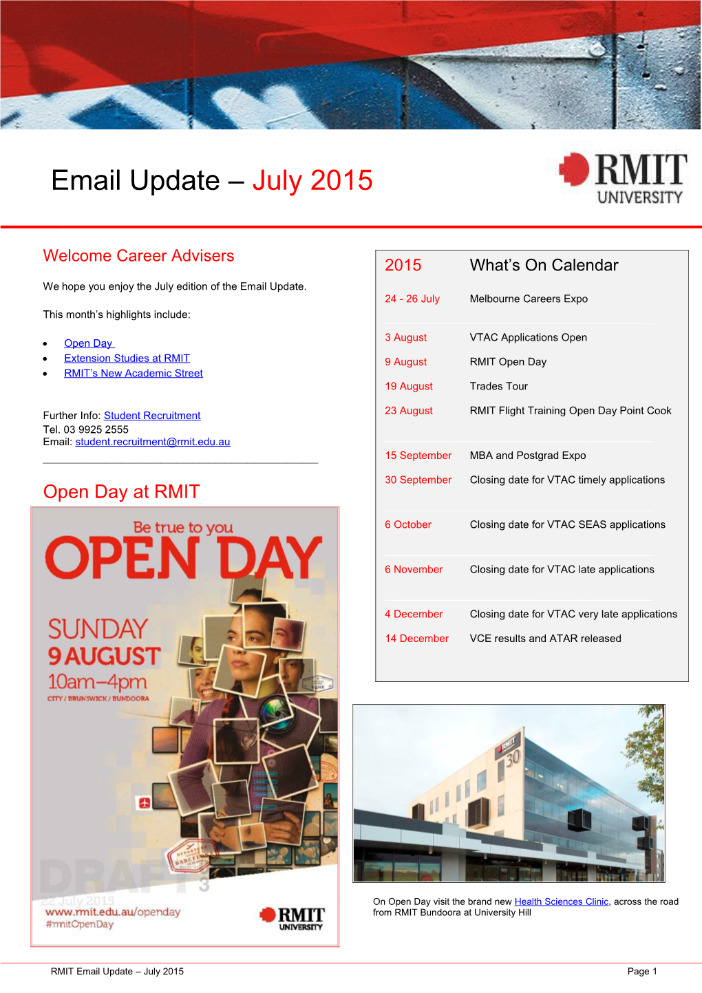 RMIT Email Update July 2015