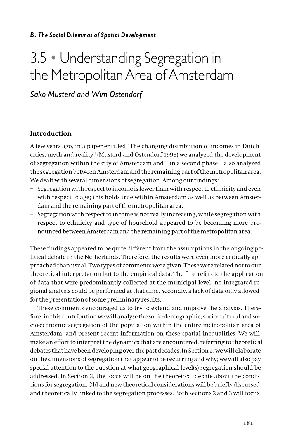 3.5 • Understanding Segregation in the Metropolitan Area of Amsterdam Sako Musterd and Wim Ostendorf