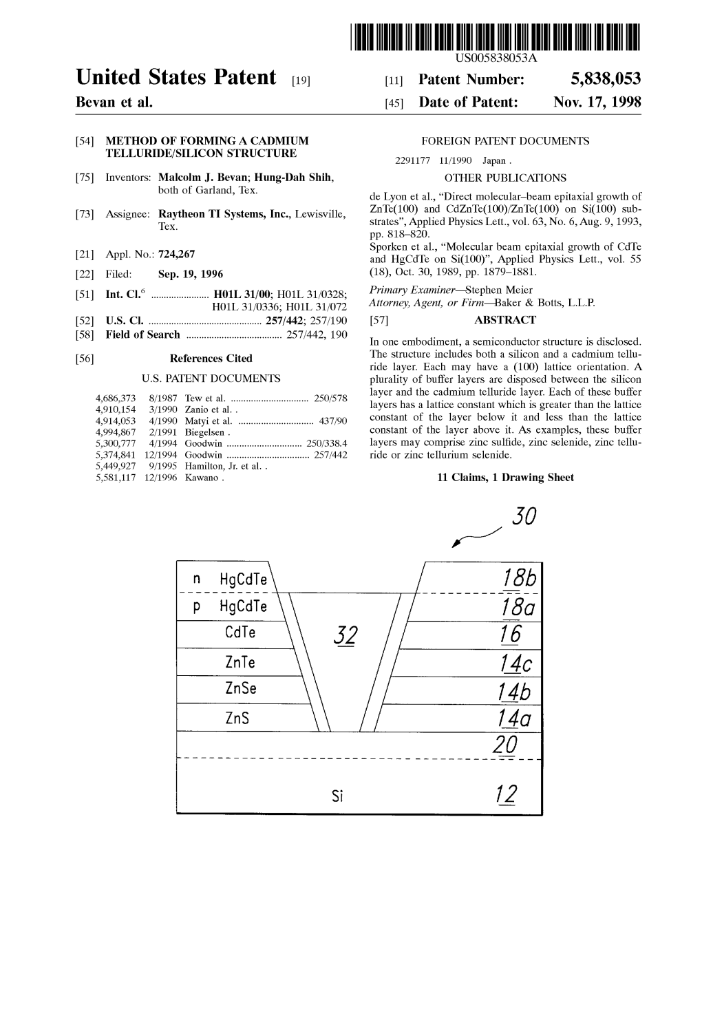 United States Patent (19) 11 Patent Number: 5,838,053 Bevan Et Al