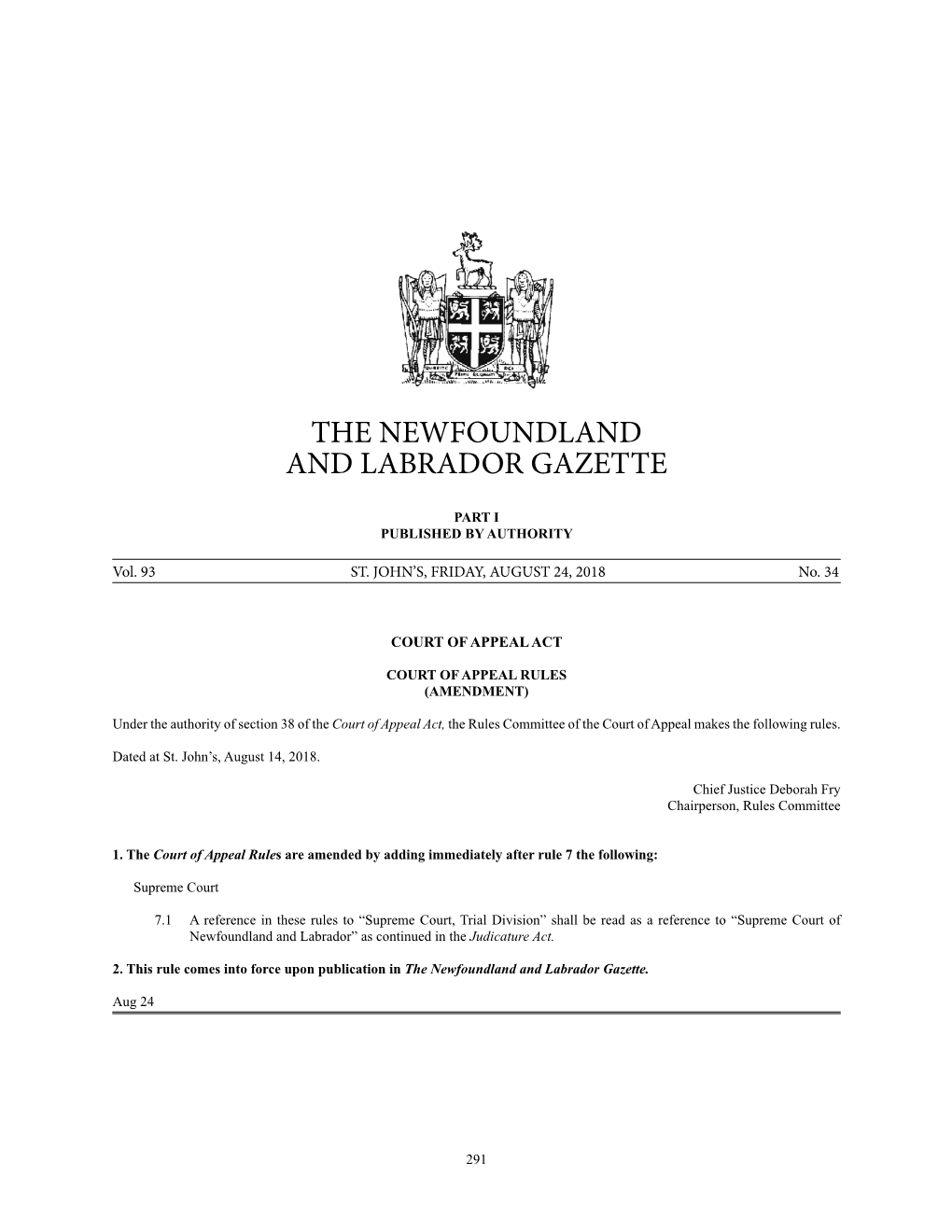 The Newfoundland and Labrador Gazette