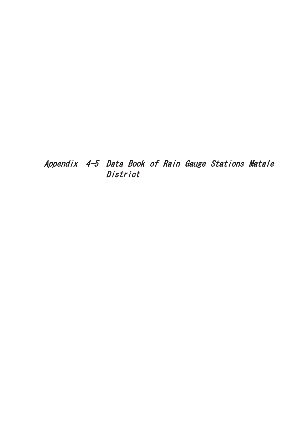 Appendix 4-5 Data Book of Rain Gauge Stations Matale District