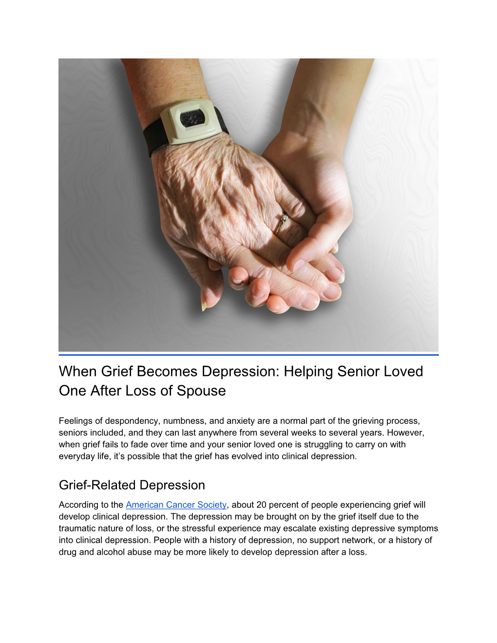 When Grief Becomes Depression: Helping Senior Loved One After Loss of Spouse