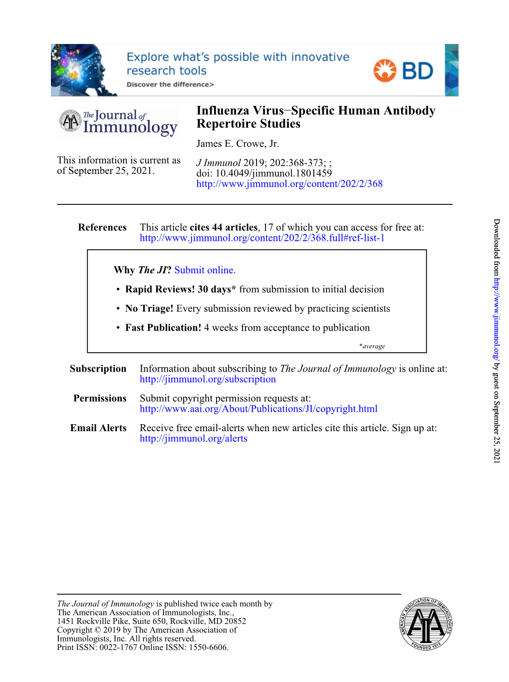 Influenza Virus–Specific Human Antibody Repertoire Studies