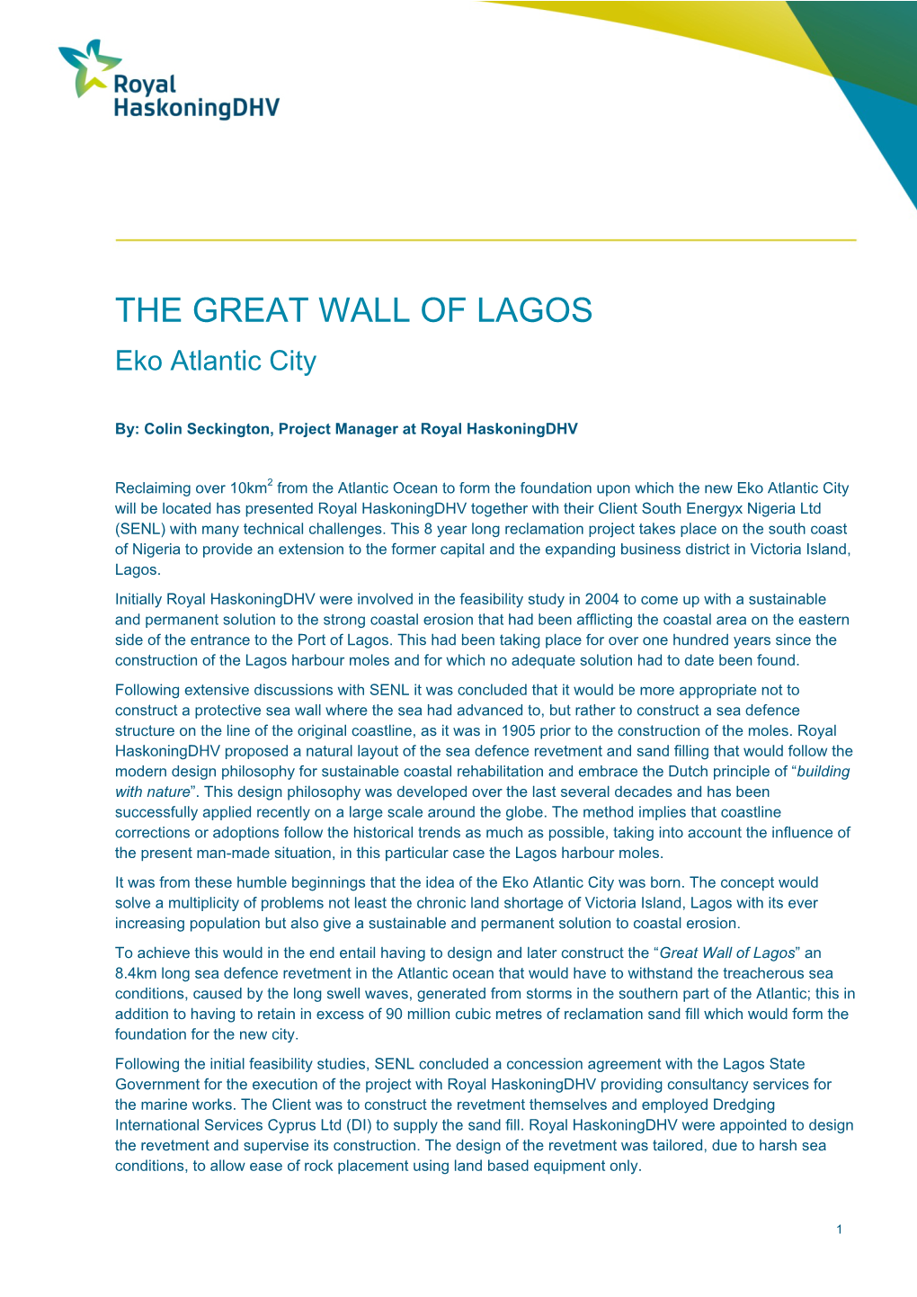THE GREAT WALL of LAGOS Eko Atlantic City