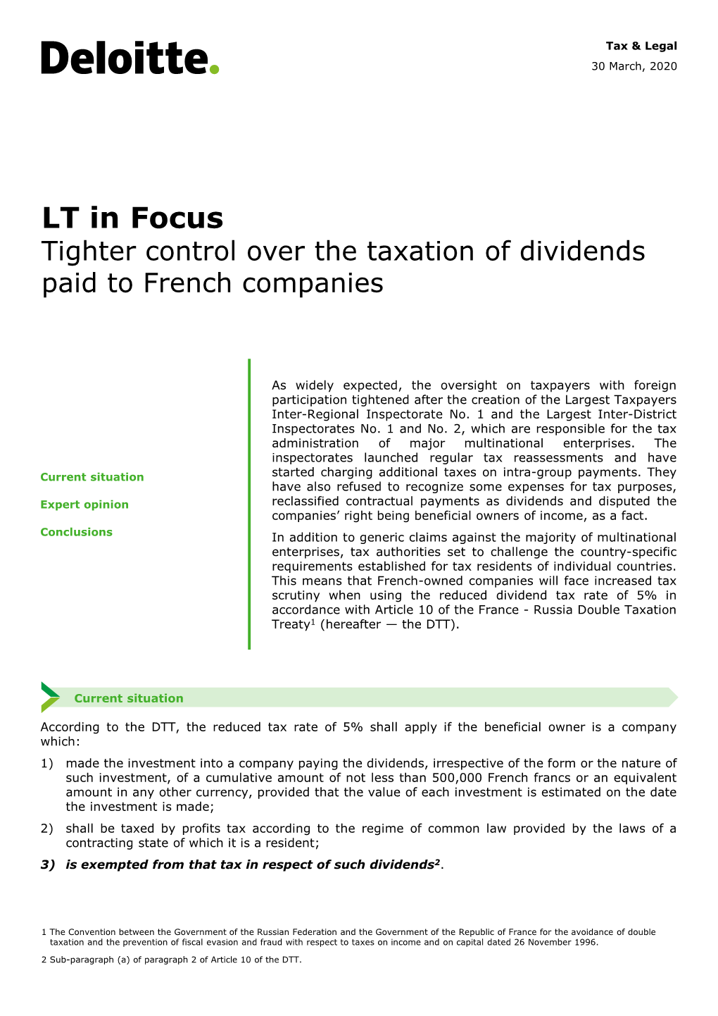 Tighter Control Over the Taxation of Dividends Paid to French Companies