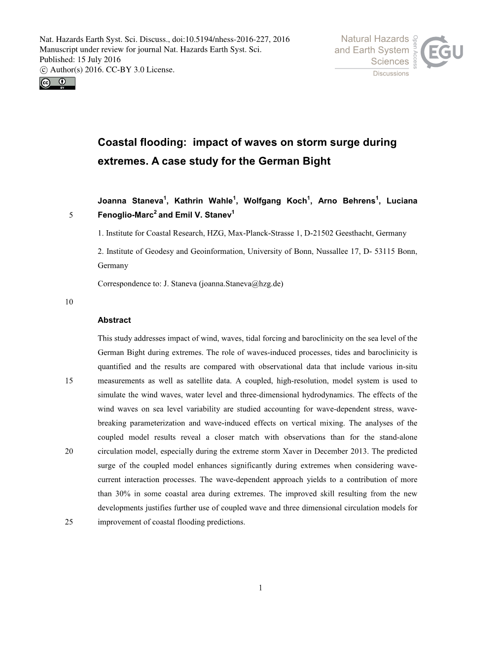 Coastal Flooding: Impact of Waves on Storm Surge During Extremes. a Case Study for the German Bight