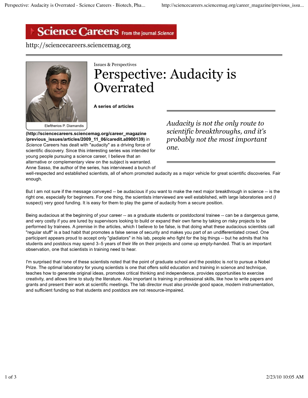 Perspective: Audacity Is Overrated.Pdf