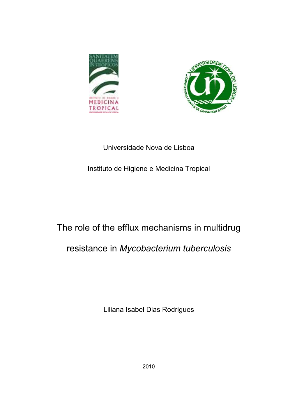 The Role of the Efflux Mechanisms in Multidrug Resistance In