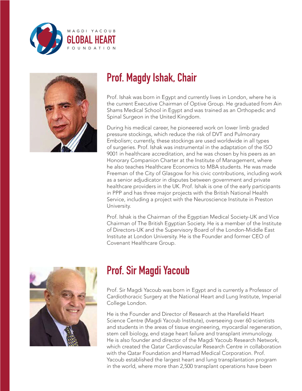 Prof. Magdy Ishak, Chair
