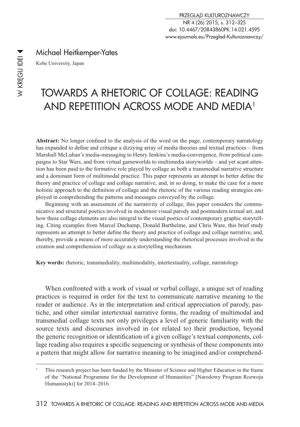 Towards a Rhetoric of Collage: Reading and Repetition Across Mode and Media 313