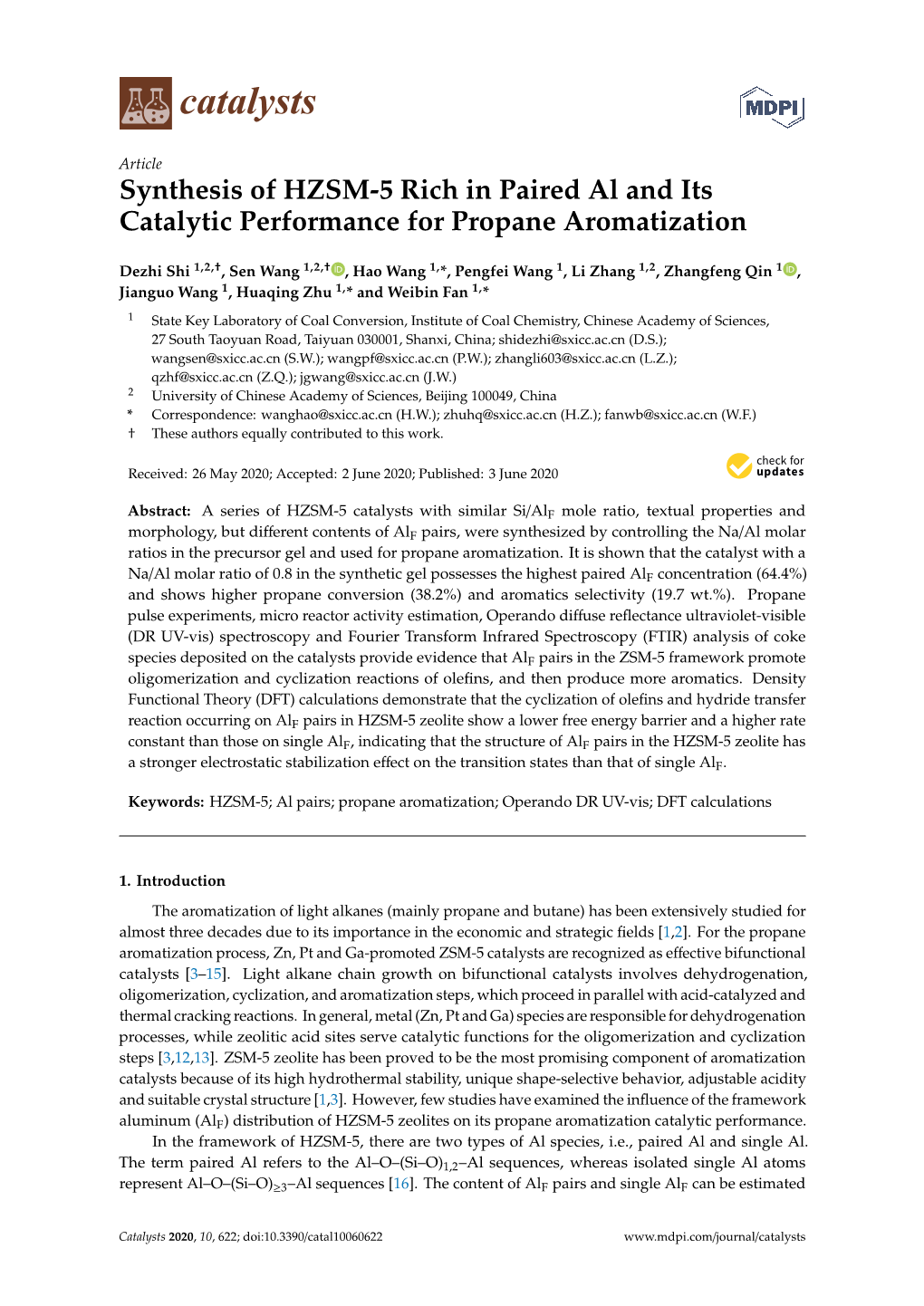 Synthesis of HZSM-5 Rich in Paired Al and Its Catalytic Performance for Propane Aromatization