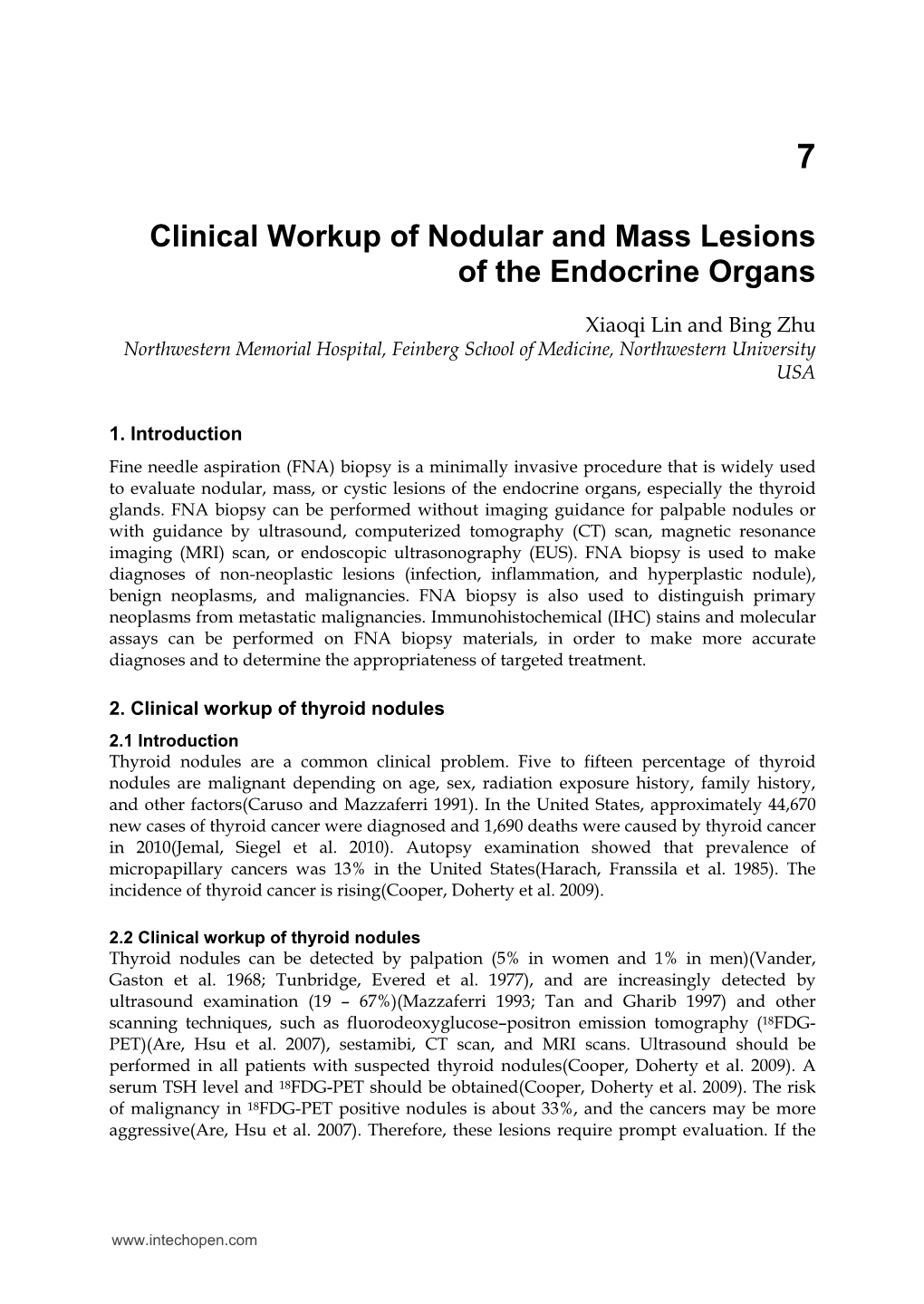 Clinical Workup of Nodular and Mass Lesions of the Endocrine Organs