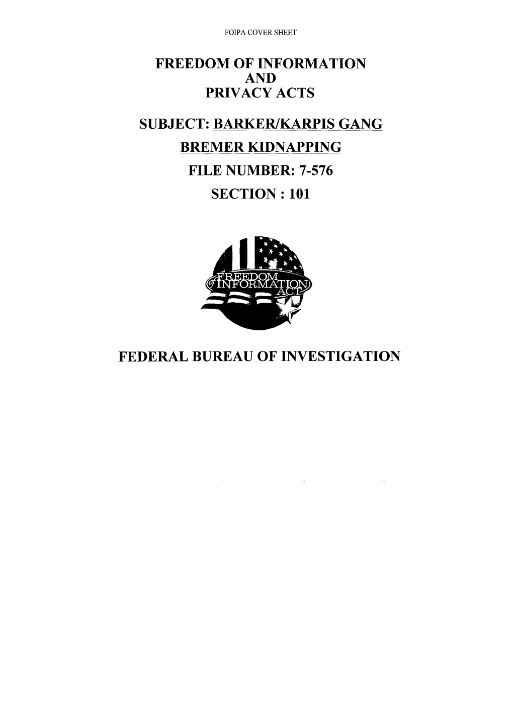 Barker/Karpis Gang Federal Bureau of Investigation