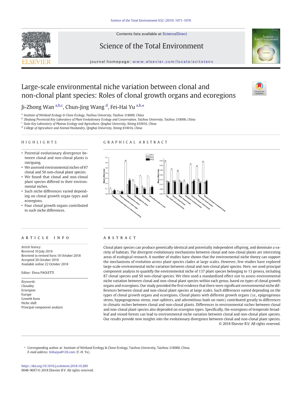 Large-Scale Environmental Niche Variation Between Clonal and Non-Clonal Plant Species: Roles of Clonal Growth Organs and Ecoregions