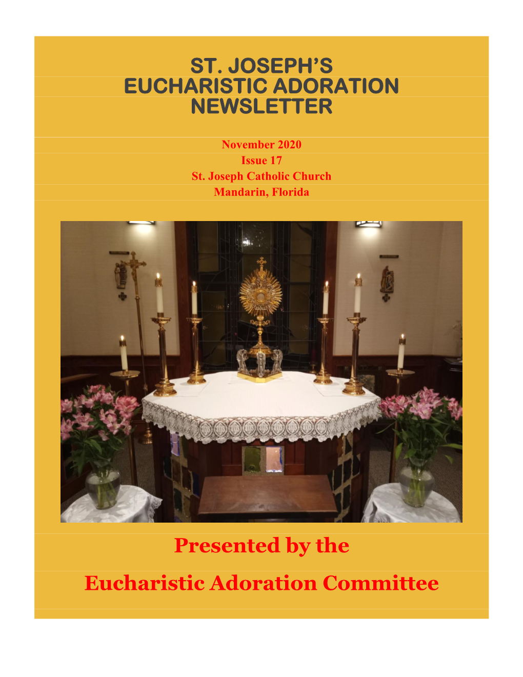 November 2020 Eucharistic Adoration Newsletter